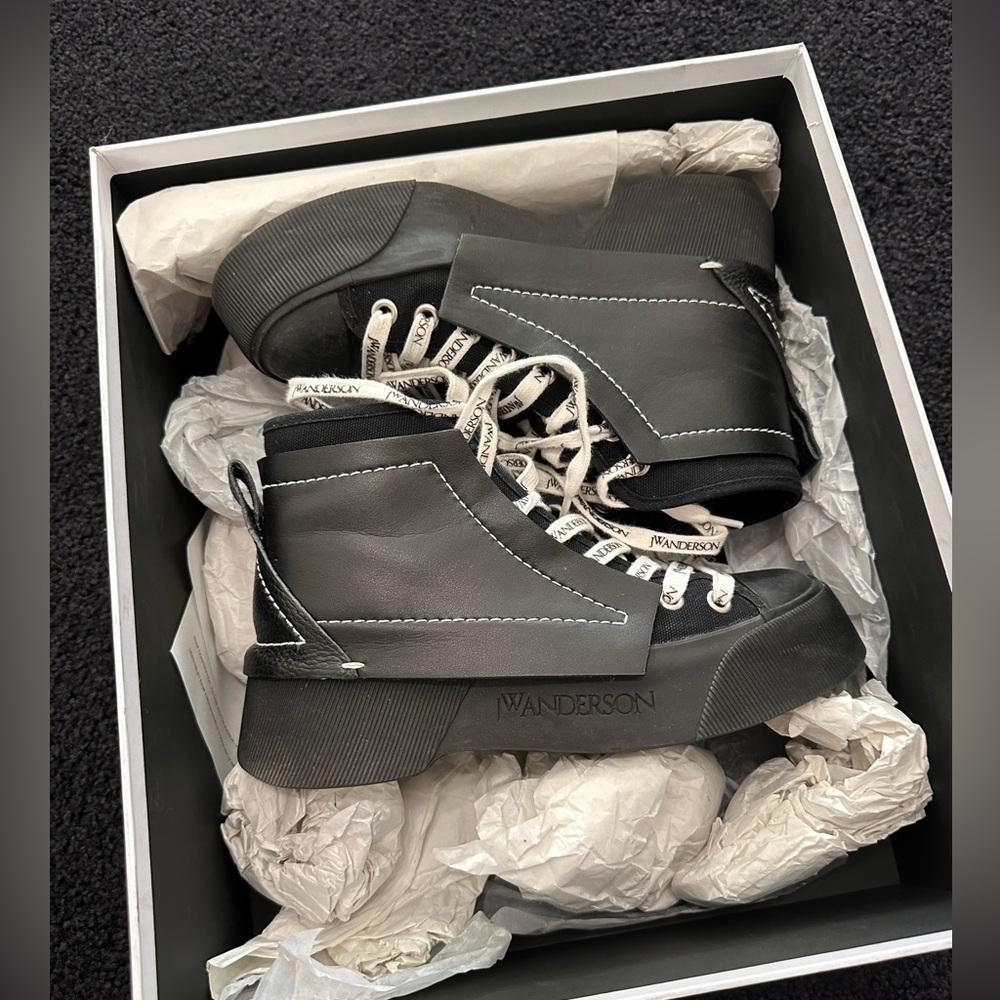 JW ANDERSON Black Canvas Ankle Boots
